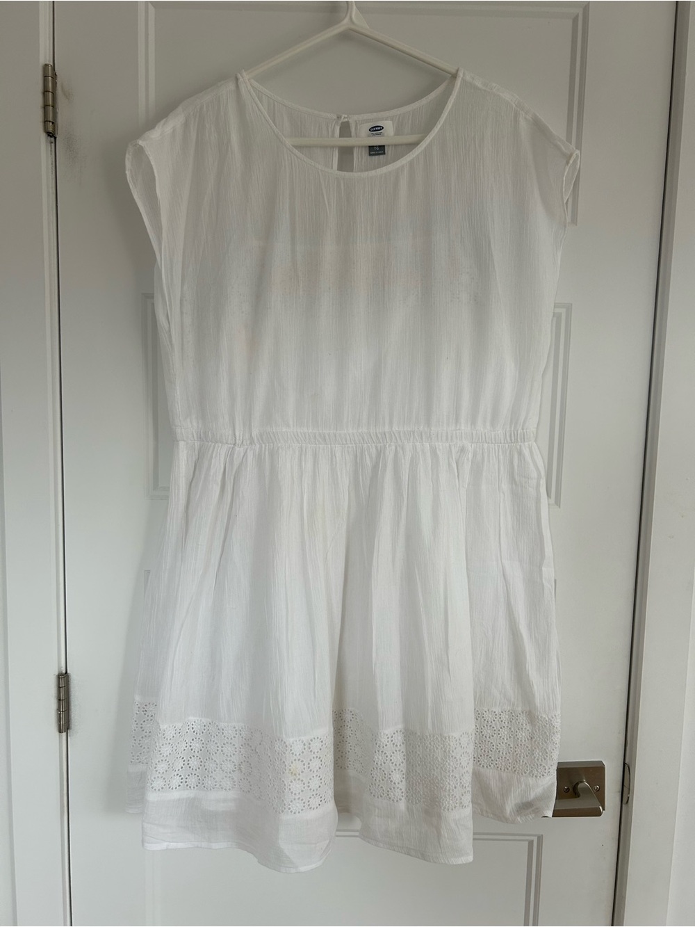 Old Navy White Cotton Eyelet Hem Casual Dress